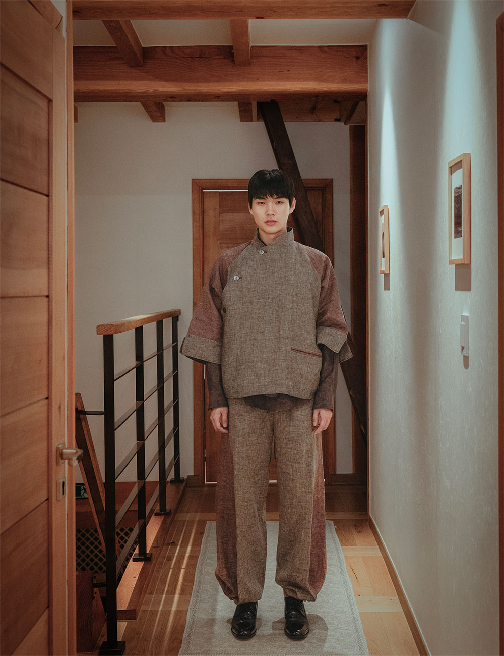 Mongolian 3/4 Sleeve Linen Jacket