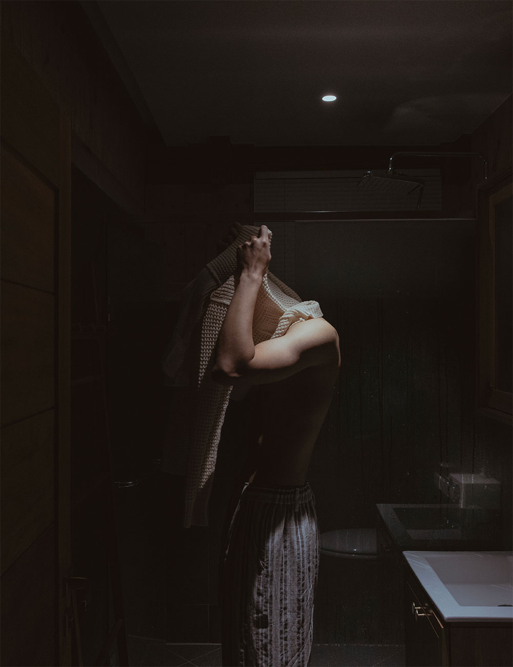 Striped Linen Oversized Sarouel Pants