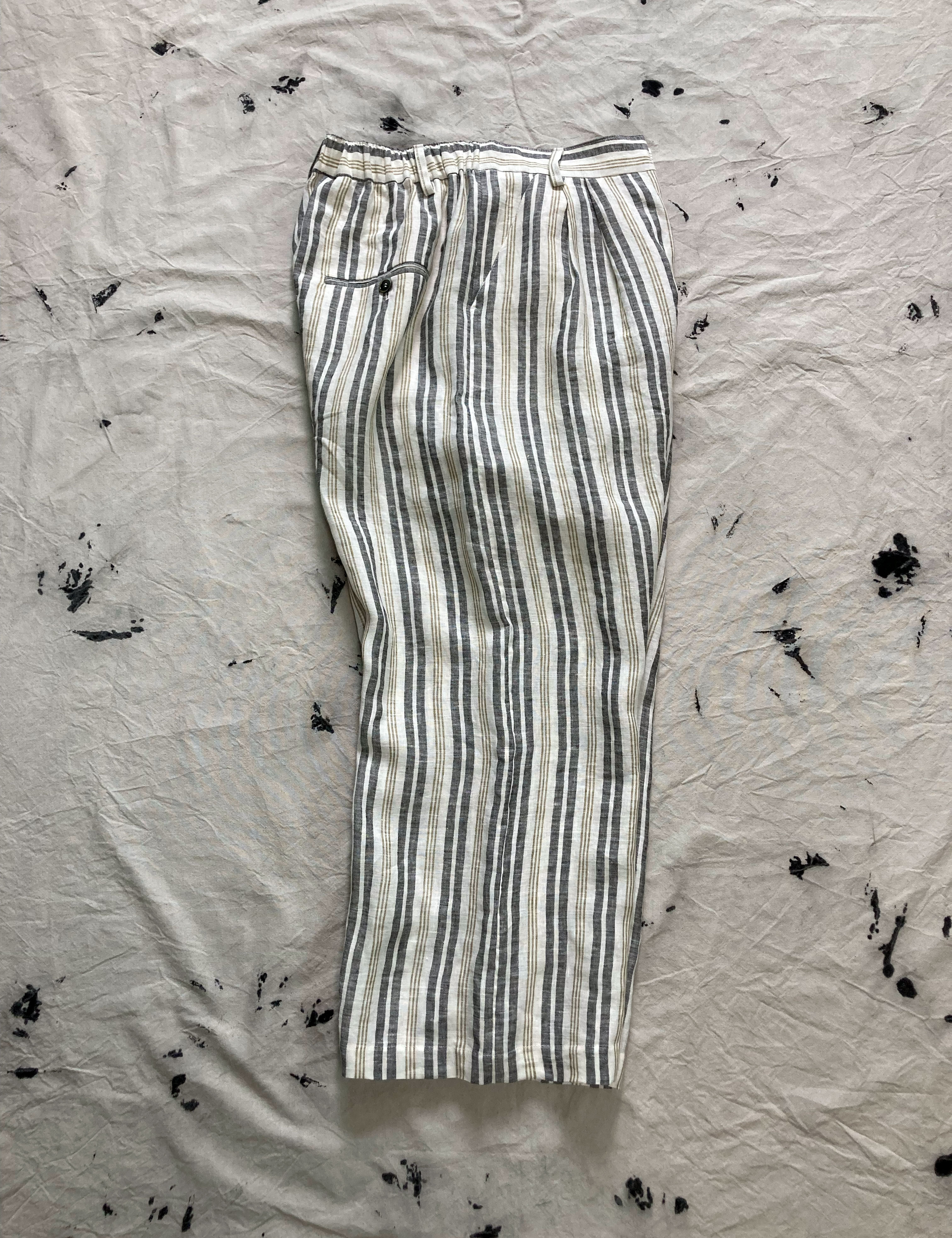 Striped Linen Oversized Sarouel Pants