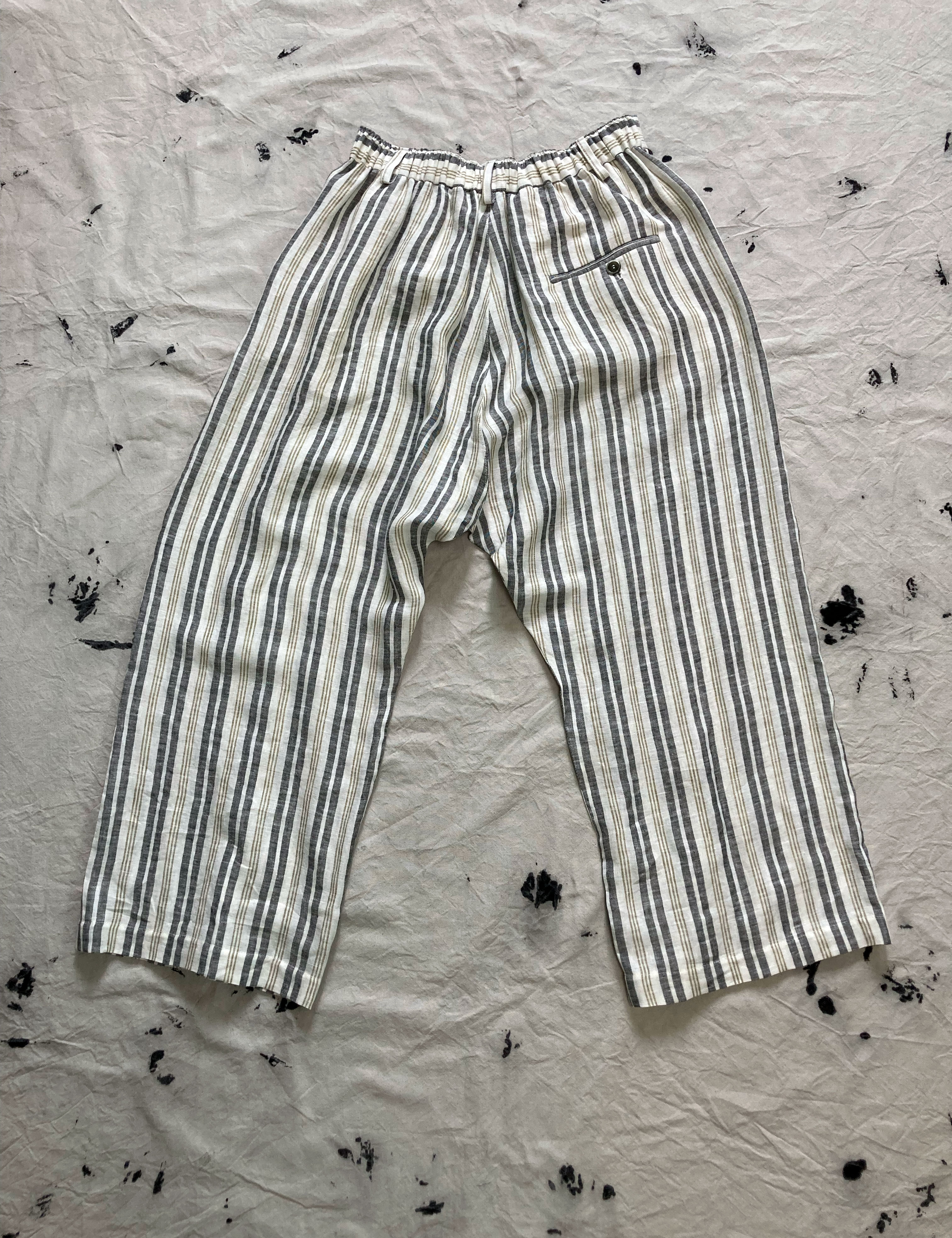 Striped Linen Oversized Sarouel Pants