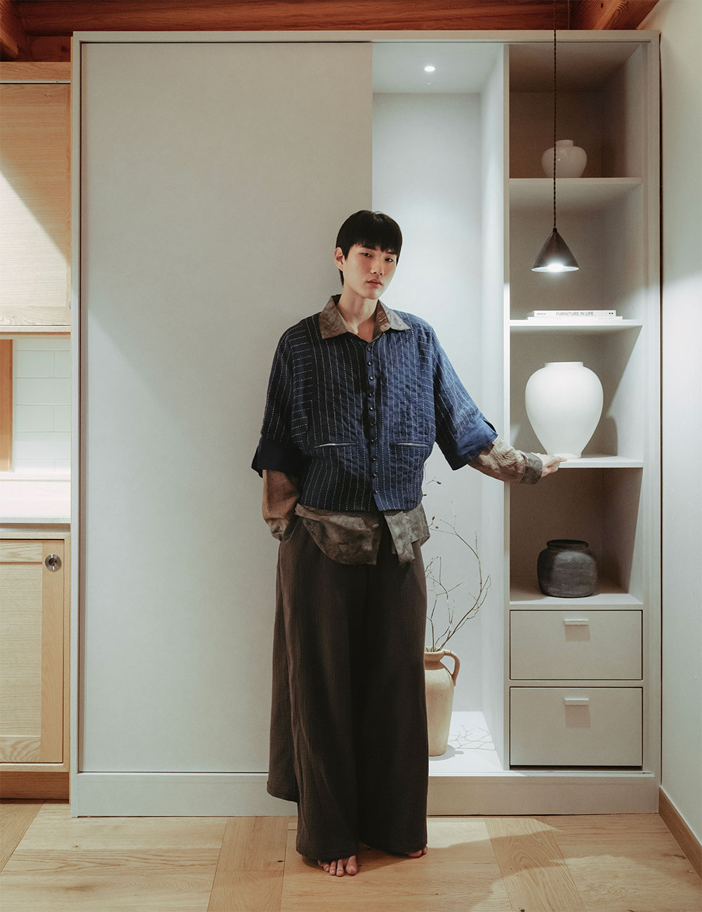 Wide Leg Pants with Back Skirt Panel