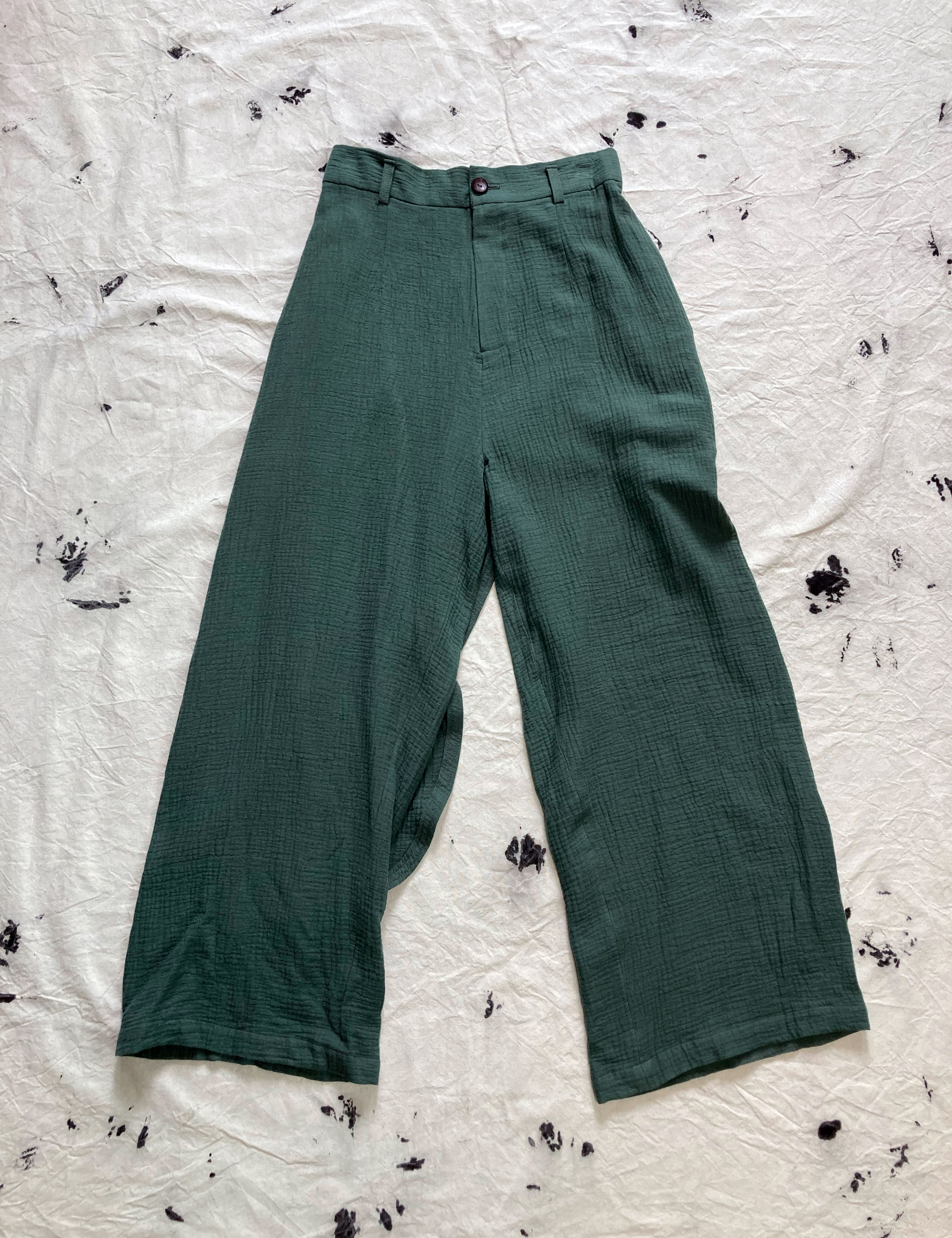 Wide Leg Pants with Back Half Skirt Panel