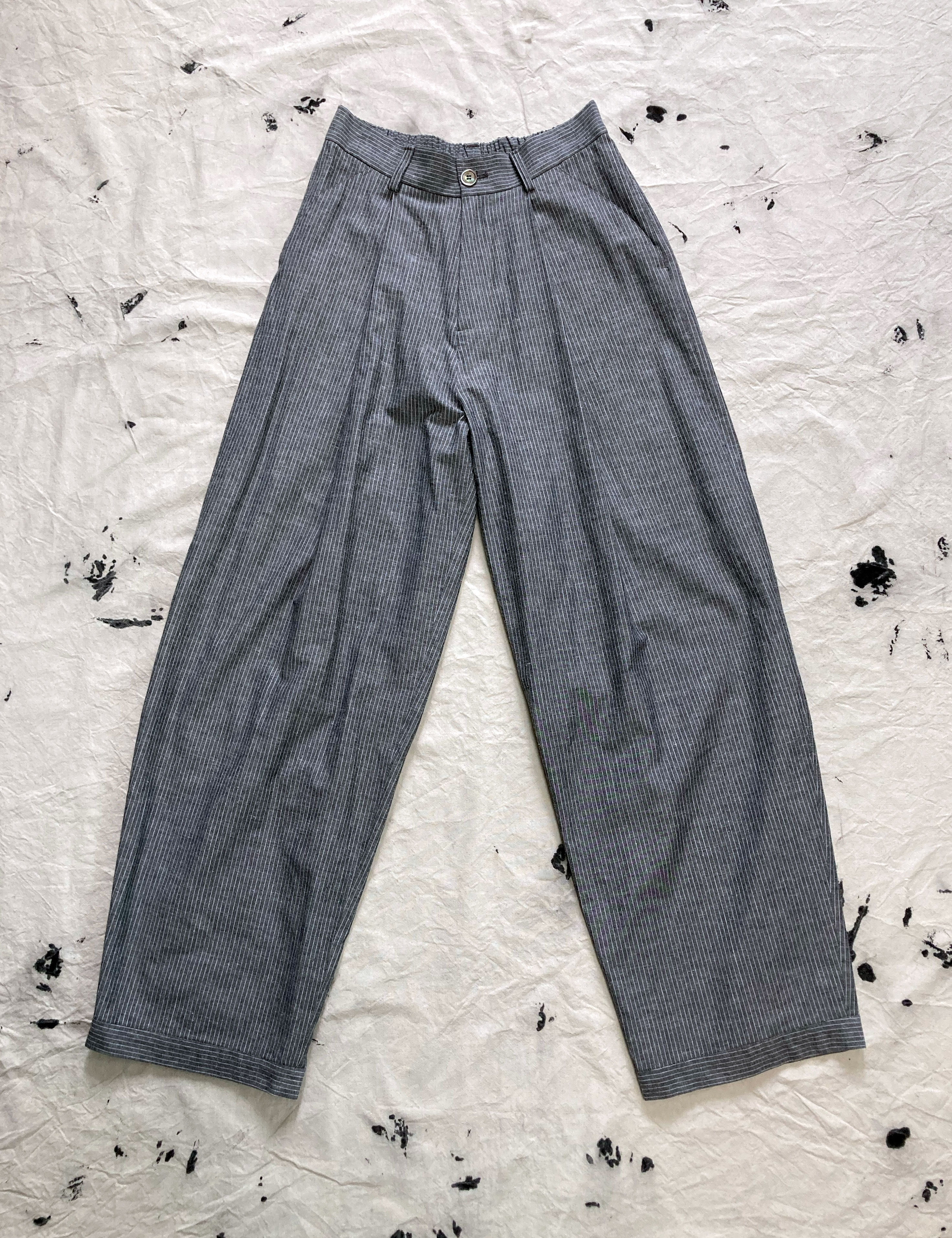 Striped Linen 2 Tuck Loose Pants