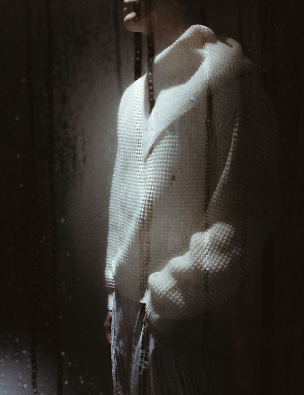 Pure Wool Turtle Neck Open Sides Waffle Sweater