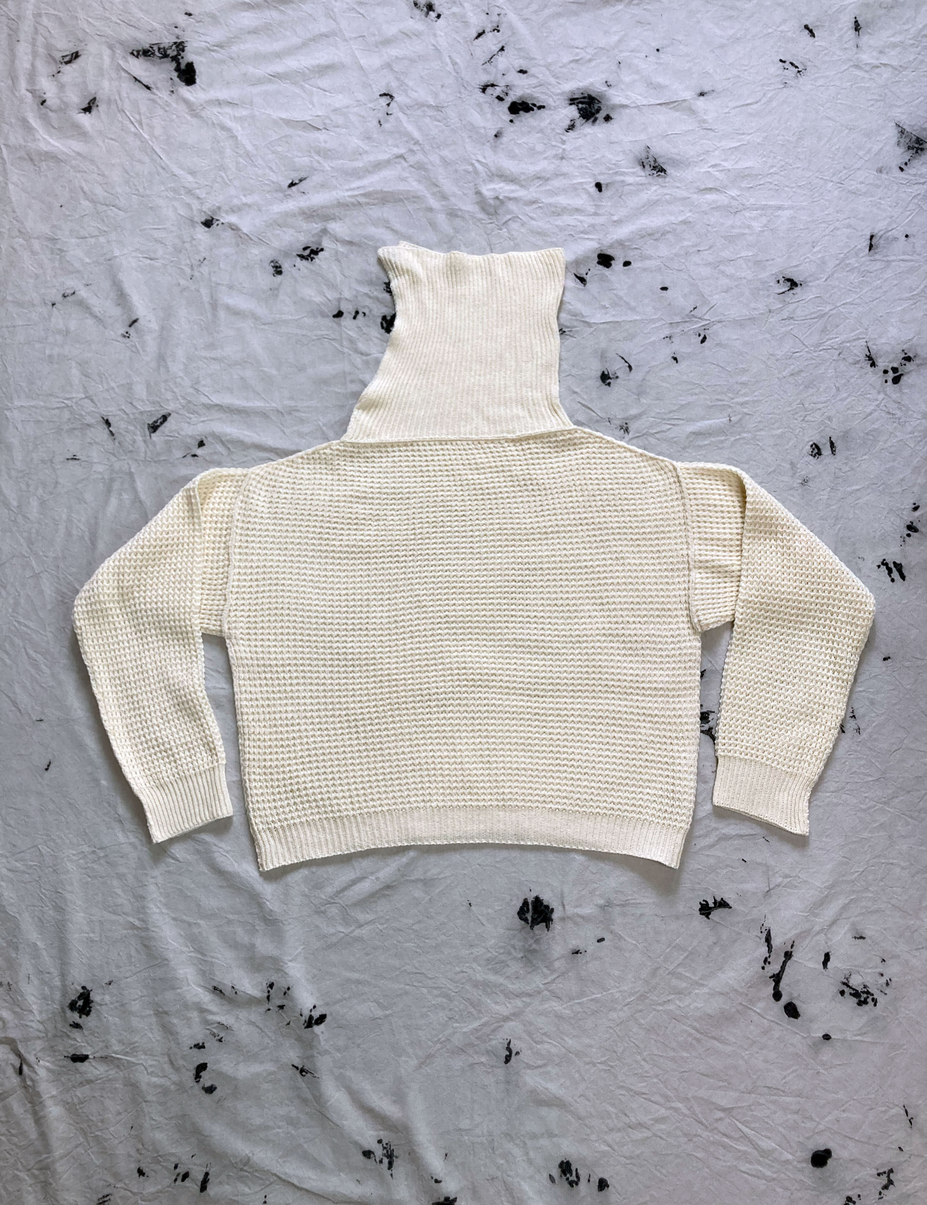 Pure Wool Turtle Neck Open Sides Waffle Sweater