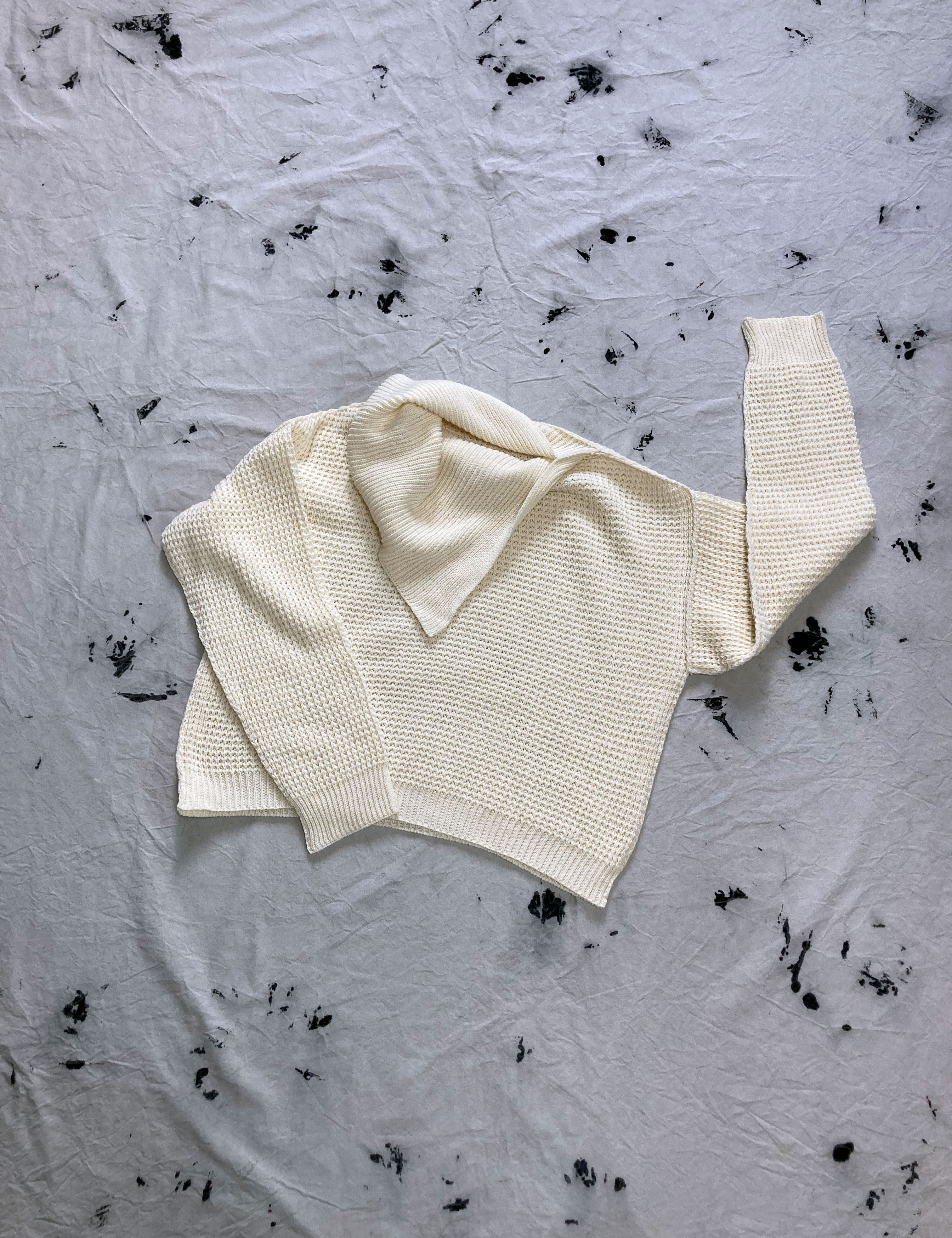 Pure Wool Turtle Neck Open Sides Waffle Sweater