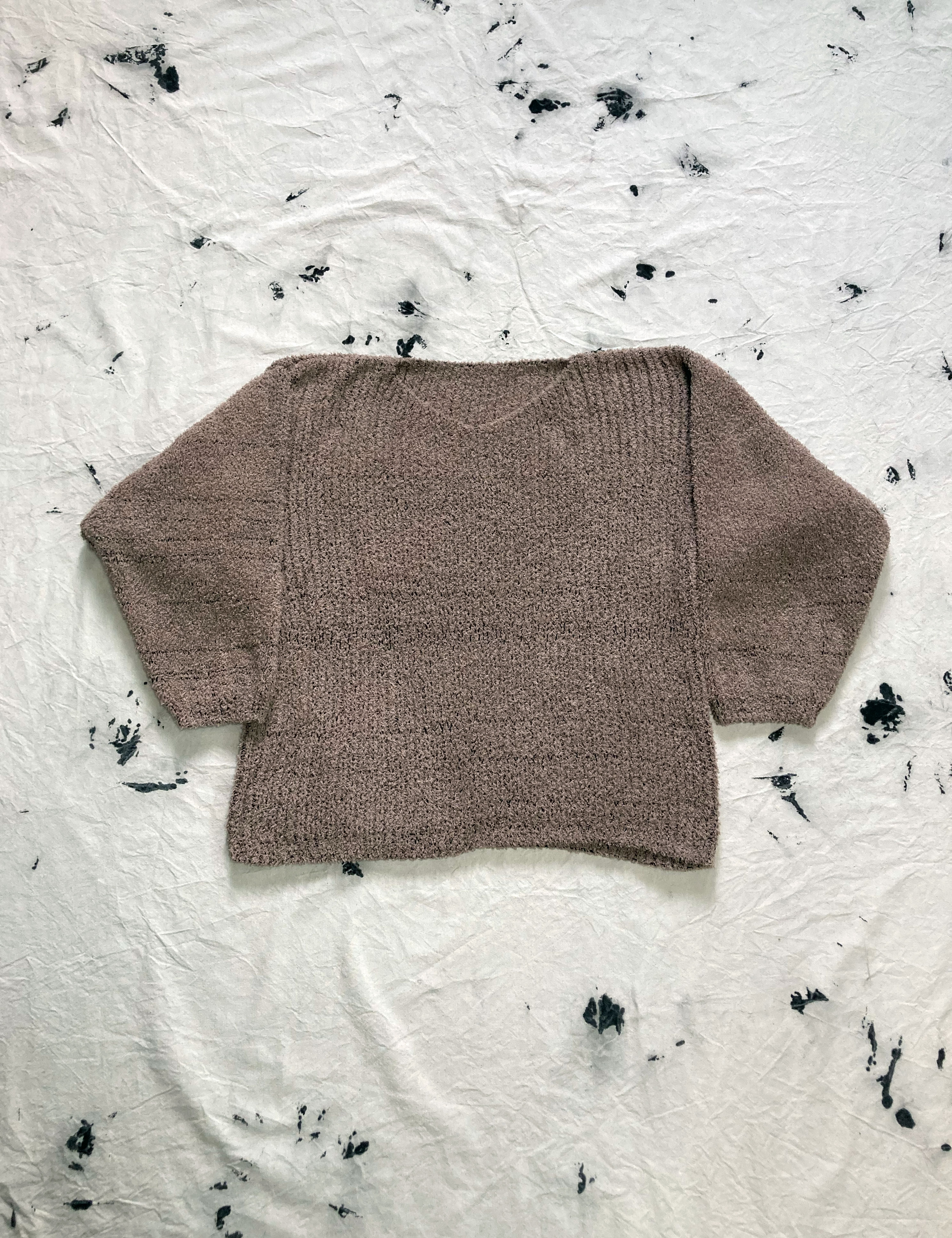 Feather Yarn V Neck Sweater