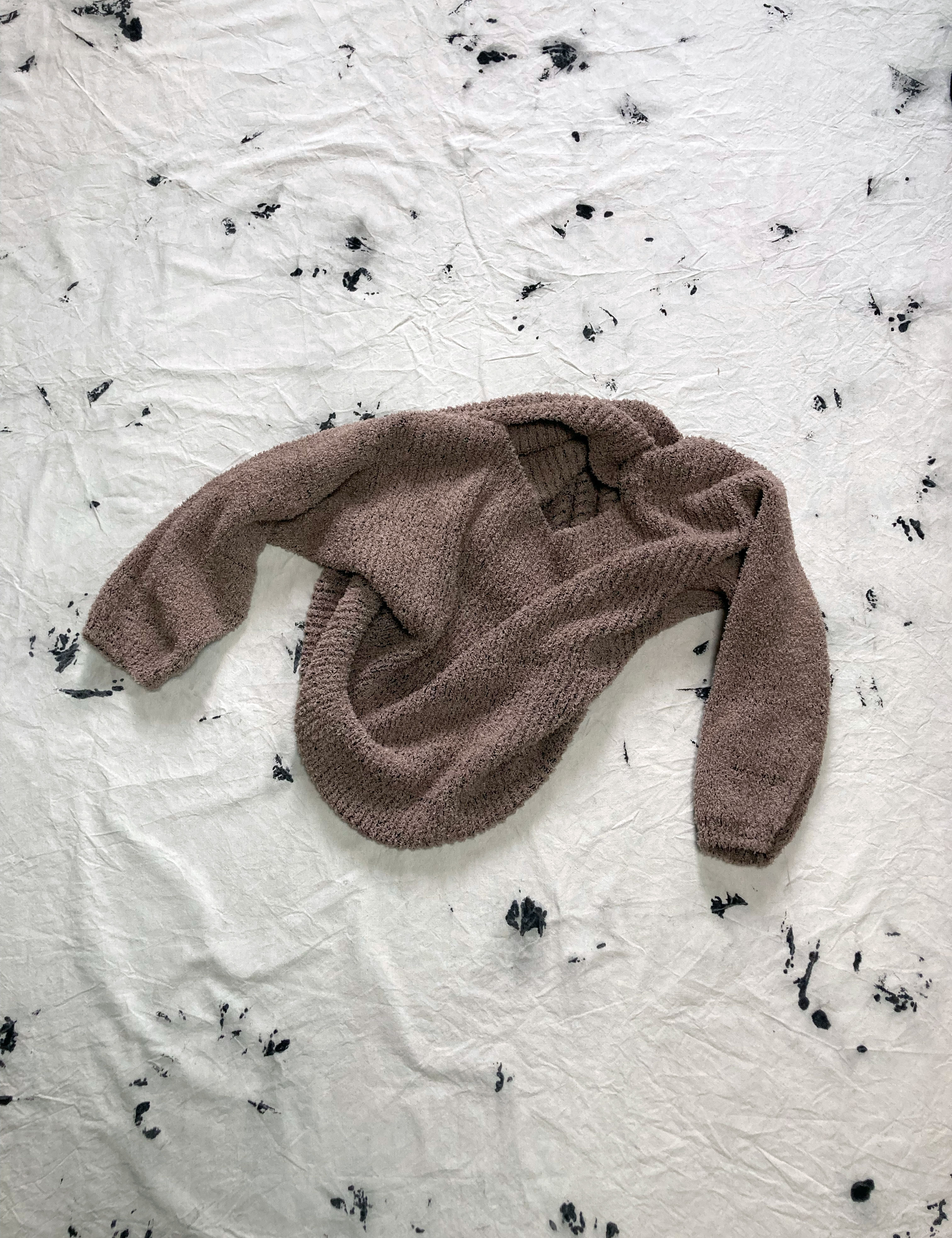 Feather Yarn V Neck Sweater